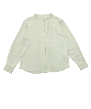 ピンタックビジュー釦 長袖ブラウス