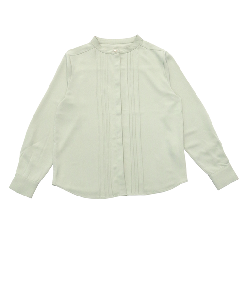 ピンタックビジュー釦 長袖ブラウス