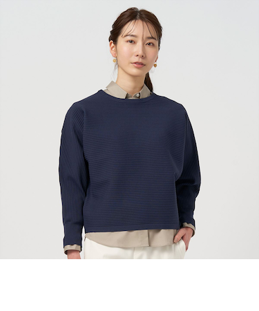 横リブドルマン ニットプルオーバー セーター