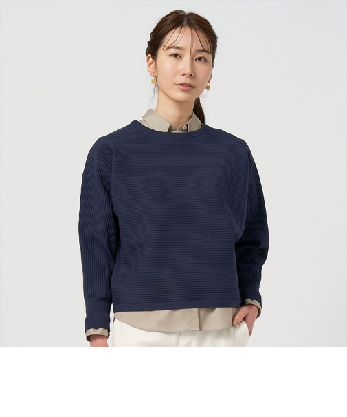 横リブドルマン ニットプルオーバー セーター