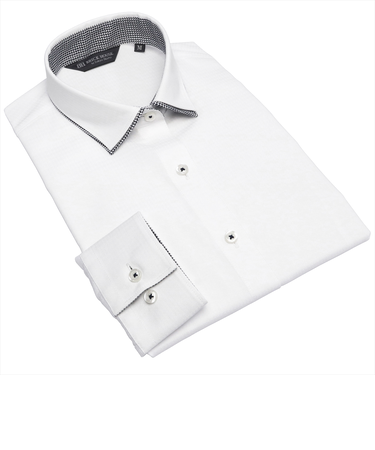 【透け防止】 形態安定 ワイドカラー 長袖レディースシャツ