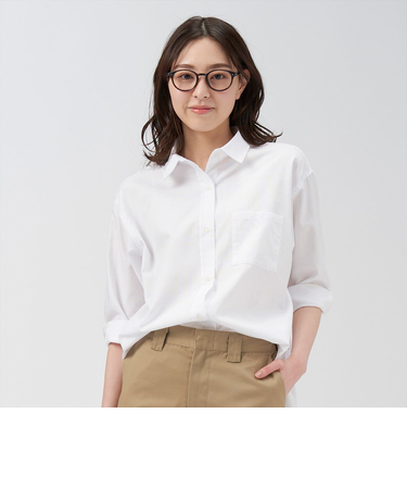 【Pitta Re:)】 イージーケアワイドシャツ 八分袖 カジュアルシャツ