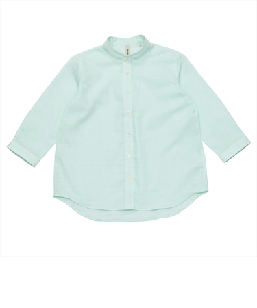 【Pitta Re:)】  Wガーゼ スタンド衿 綿100％ 七分袖シャツ