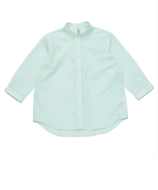 【Pitta Re:)】  Wガーゼ スタンド衿 綿100％ 七分袖シャツ