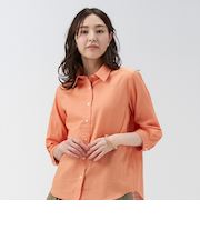 【Pitta Re:)】  Wガーゼ レギュラー衿 綿100％ 七分袖シャツ