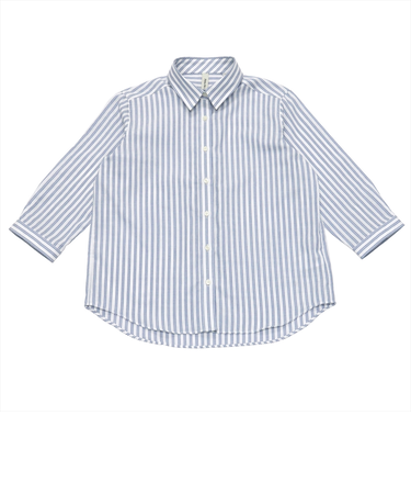 【Pitta Re:)】  Wガーゼ レギュラー衿 綿100％ 七分袖シャツ