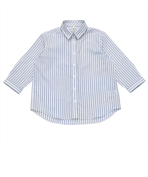 【Pitta Re:)】  Wガーゼ レギュラー衿 綿100％ 七分袖シャツ