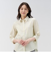 【Pitta Re:)】 Wガーゼ レギュラー衿 綿100% 七分袖シャツ