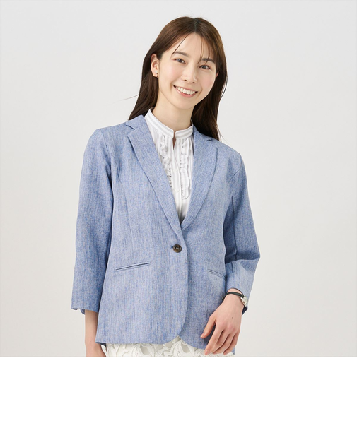 麻調 七分袖ジャケット