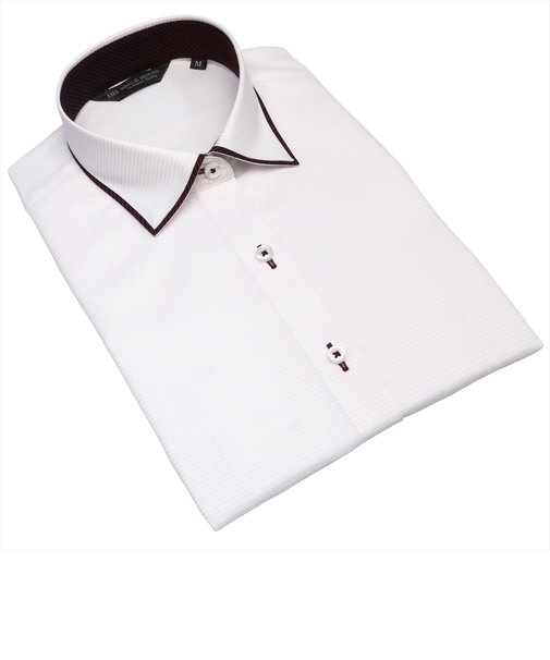 形態安定 ワイド衿 七分袖 レディースシャツ