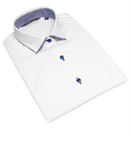 【透け防止】 形態安定 ワイド衿 七分袖 レディースシャツ