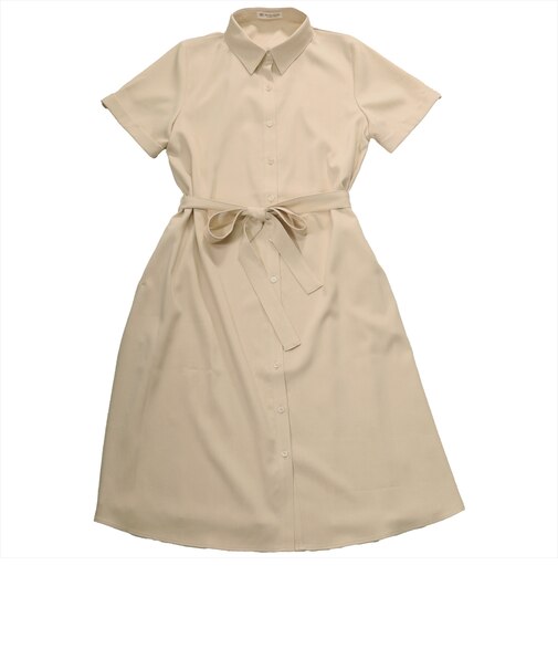 シャツワンピース 麻調合繊 ベージュ レディース
