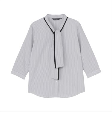 【デザイン】 COFREX 配色ボウタイ付き 七分袖 レディースシャツ