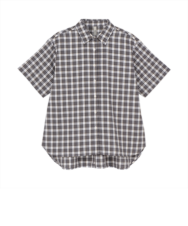 【Pitta Re:)】 カジュアルシャツ Wガーゼ ワイド 半袖 ブラック レディース