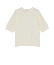 ニット 袖透かしプルオーバー オフホワイト レディース