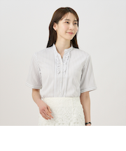 【デザイン】 COFREX ピンタックフリル 五分袖 レディースシャツ