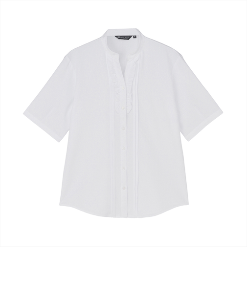 【デザイン】 COFREX ピンタックフリル 五分袖 レディースシャツ