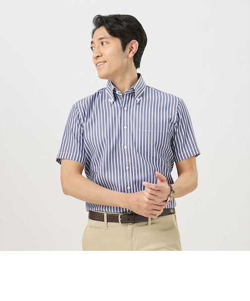 【Layered Cool】 ボタンダウン 半袖 形態安定 ワイシャツ