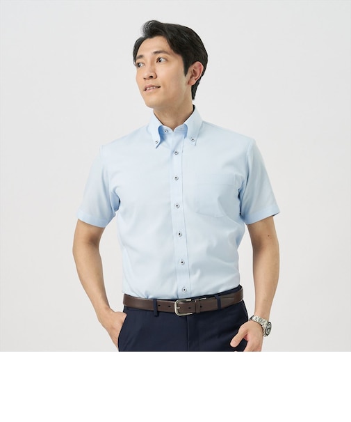 【Layered Cool】 ボタンダウン 半袖 形態安定 ワイシャツ