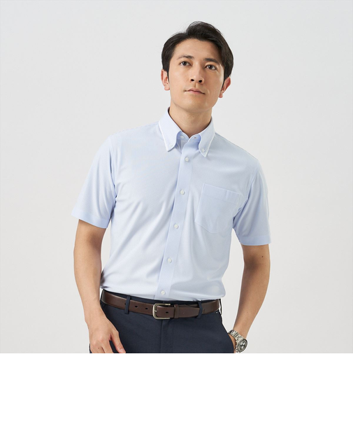 ボタンダウン 半袖 形態安定 ニットシャツ