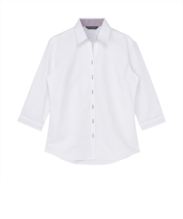 【透け防止】 スキッパー 七分袖 形態安定 レディースシャツ