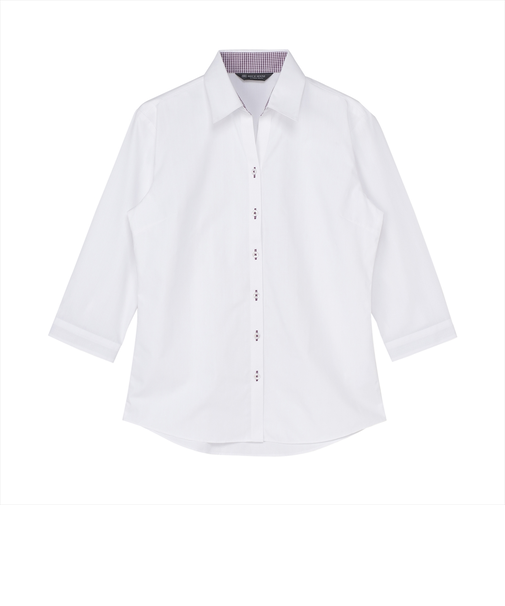 【透け防止】 スキッパー 七分袖 形態安定 レディースシャツ