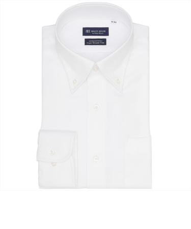 【超形態安定】 ボタンダウン 長袖 形態安定 綿100% ワイシャツ