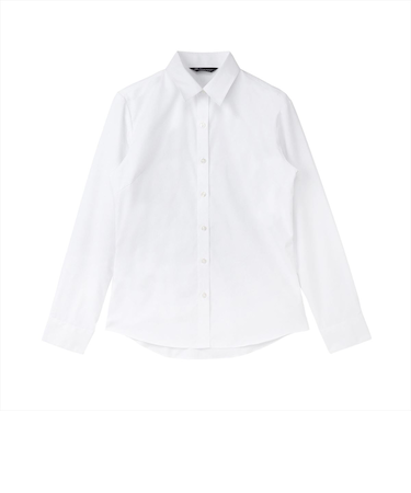 【透け防止・白無地】 レギュラー 長袖 形態安定 レディースシャツ