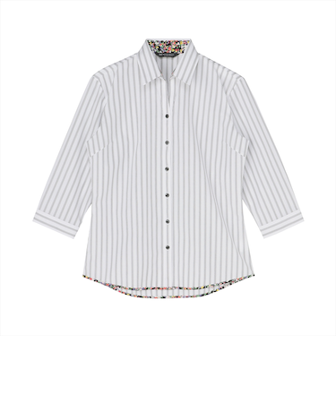 スキッパー 七分袖 形態安定 レディースシャツ 裾パイピング