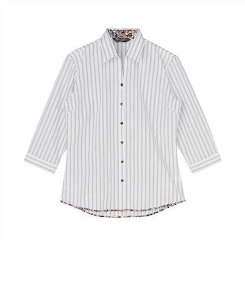 スキッパー 七分袖 形態安定 レディースシャツ 裾パイピング