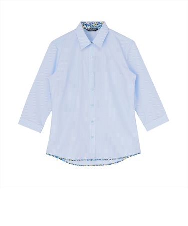 レギュラー 七分袖 形態安定 レディースシャツ 裾パイピング