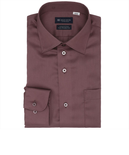 【超形態安定】 ワイド 長袖 形態安定 綿100% ワイシャツ