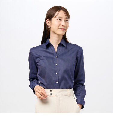 スキッパー 長袖 形態安定 レディースシャツ