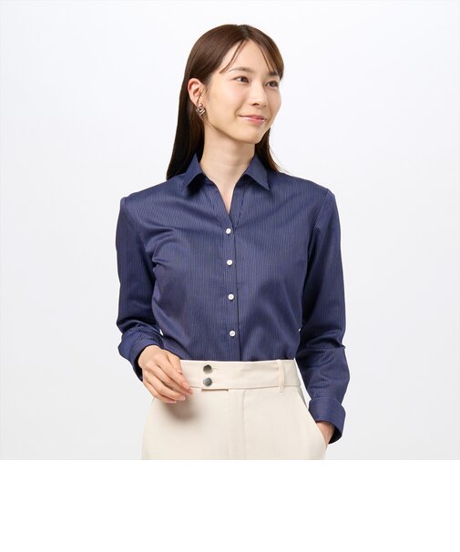 スキッパー 長袖 形態安定 レディースシャツ