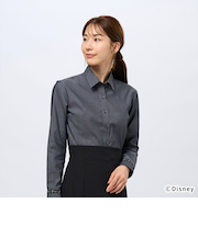 【ディズニー】 レギュラー 長袖 形態安定レディースシャツ テープデザイン