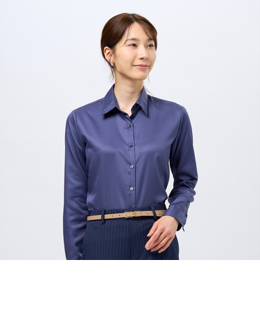 【超形態安定】 レギュラー 長袖 形態安定 綿100% レディースシャツ