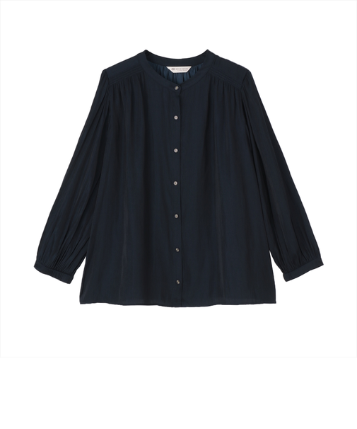 バンドカラーブラウス ビンテージデシン生地 長袖 レディース