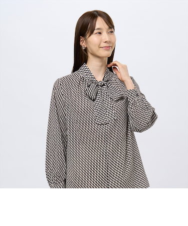 リボンボウタイブラウス 2WAY 長袖 レディース