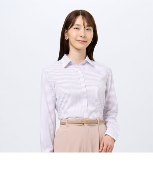【COFREX】 配色レギュラー衿 長袖 レディースデザインシャツ