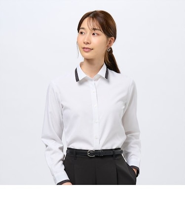 【COFREX】 配色レギュラー衿 長袖 レディースデザインシャツ