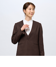 ノーカラージャケット ウーリッシュ素材 レディース