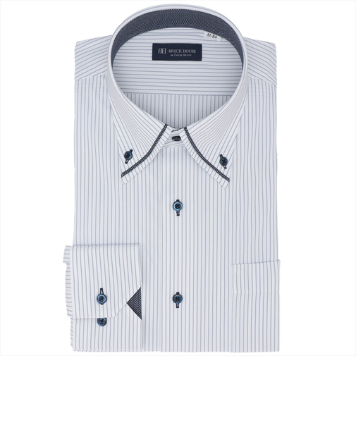 【ストレッチ】 ボタンダウン 長袖 形態安定 ニットシャツ