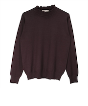 フリルネック ニットプルオーバー レディース