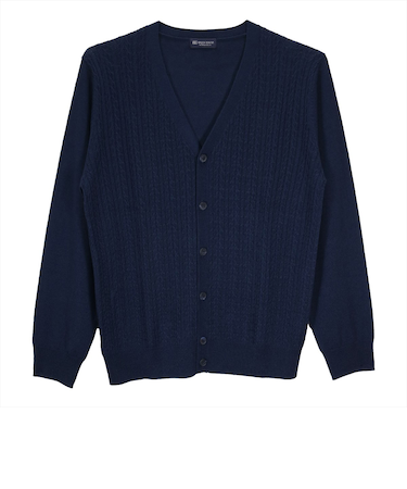 セットインケーブル ニットカーディガン メンズ