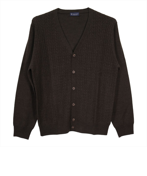 セットインケーブル ニットカーディガン メンズ