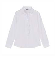 【COFREX】 前立ミニフリル 長袖 レディースフリルシャツ