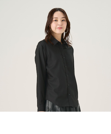 【Pitta Re:)】 カジュアルシャツ ウールライク レギュラー 長袖 レディース