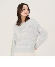 【Pitta Re:)】 ラメフェザー袖パフ ニットプルオーバー レディース