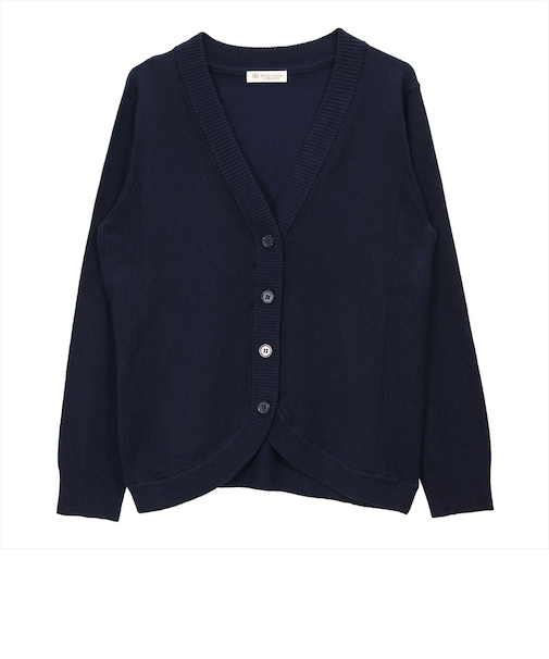 裾丸Vネックニットカーディガン レディース