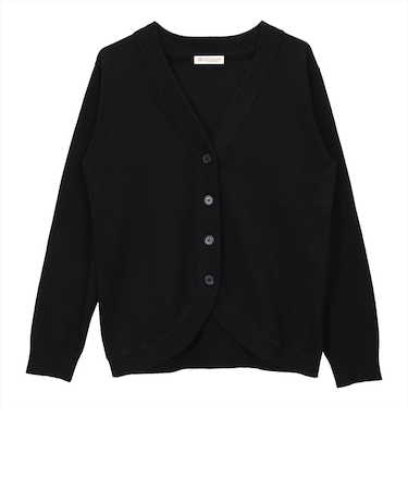 裾丸Vネックニットカーディガン レディース